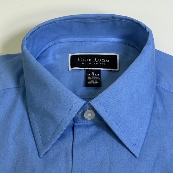 Club Room Men's Regular Fit Solid Dress Shirt, Yacht Blue small 14.5 neck $50 - Picture 3 of 7